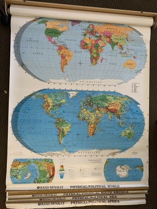 Rand Mcnally Physical/political World Maps Vintage