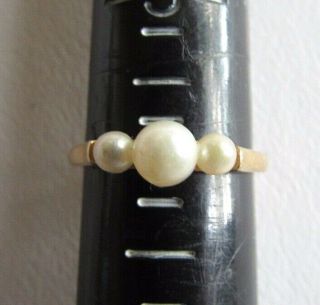 Vintage 14k Gold & 3 Pearl Ring - 2 Grams - Size 6 - Wear Not Scrap - Estate - Nr