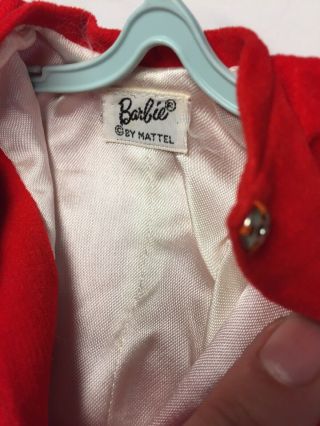 Vintage Barbie Red Velvet Opera Coat W Hat Long White Gloves Holiday Xlnt Cond 4