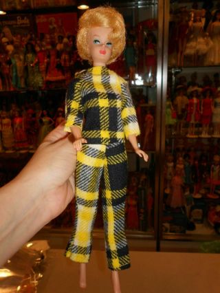 Vintage Barbie Clone Bild Lilli Yellow Black Plaid Homemade Outfit