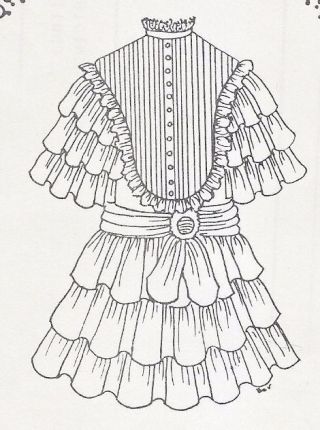 20 - 21 " Antique French Bru/jumeau German Girl Doll Dress W/bodice Tucks Pattern