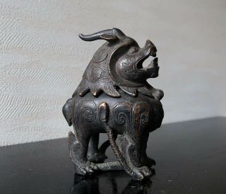 Very Rare Chinese Antique Bronze Luduan - Form Censer Ming Dynasty