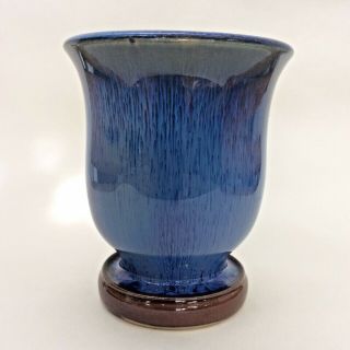 Bourne Denby Danesby - Ware Vase England Cobalt Blue Drip Glaze Stoneware 1920s 2