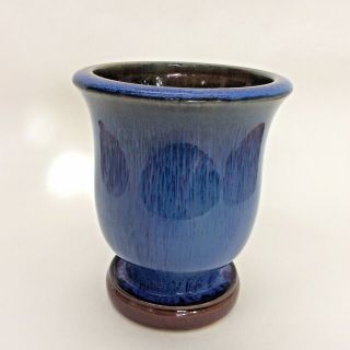 Bourne Denby Danesby - Ware Vase England Cobalt Blue Drip Glaze Stoneware 1920s 3