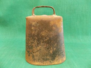 Vintage Rusty Steel Cow Bell.  Replaced Clapper.  Antique Farm Barn Find.  5 3/4 "
