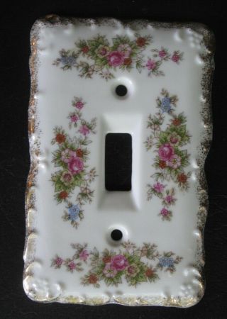 Vintage Ceramic/porcelain Shabby Chic/floral Light Switch Cover/plate Japan Euc