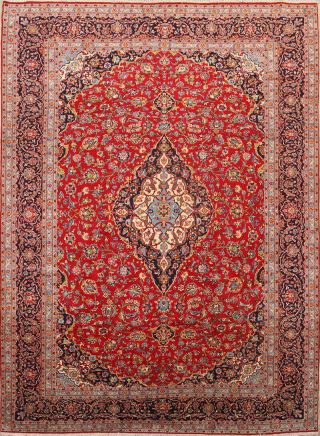 Vintage Traditional Floral Oriental Hand - Knotted 10x14 Big Rug