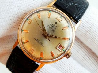 Luz Geneve Automatic 25 R.  Felsa 4007n Vintage Swiss Gold Plated Mens Watch 60s