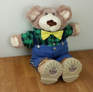 Vintage 1984 Xavier Roberts Furskins 22 " Plush Teddy Bear Farmer Boots Bow Tie