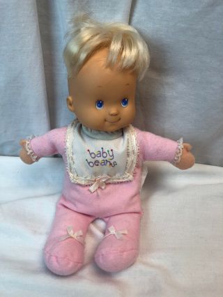 Vintage Baby Beans Doll Pink White Bib 11 " 1970 