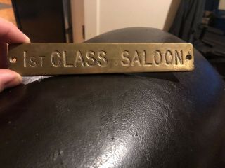 Old Antique Brass 1st Class Saloon Sign Plaque Passenger Liner Cruise Ship Navy