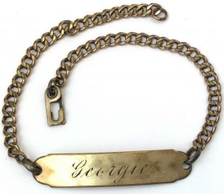 Vintage Antique Id Bracelet Georgie Love Bert 12k Gold Filled Estate Jewelry