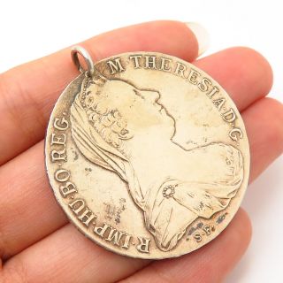 850 Silver Antique Georgian Austria Maria Theresa Thaler Coin Pendant