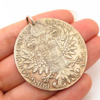850 Silver Antique Georgian Austria Maria Theresa Thaler Coin Pendant 2
