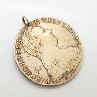 850 Silver Antique Georgian Austria Maria Theresa Thaler Coin Pendant 3