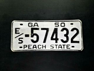 1950 Georgia Auto License Plate Vintage Tag Black Silver Antique Paint