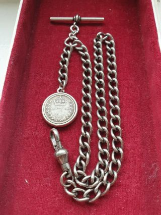 1890 3d Coin Gold Blank Plate Fob Antique Silver Style Single Pocket Watch Chain