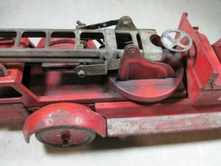 Antique Buddy L Aerial Extension Ladder Fire Truck 205 Large USA Pressed Steel 6