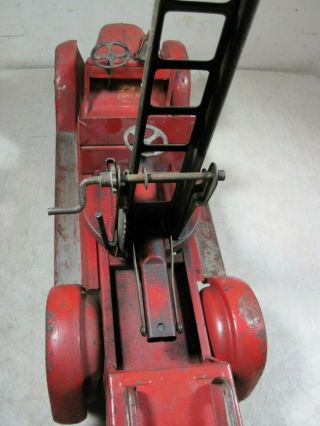 Antique Buddy L Aerial Extension Ladder Fire Truck 205 Large USA Pressed Steel 8