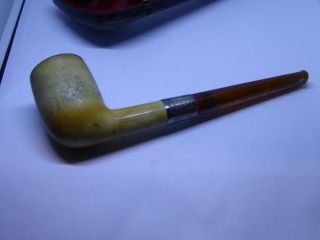 Antique BBB Meerschaum / Silver Collar and Amber Cased Pipe - 1897 8