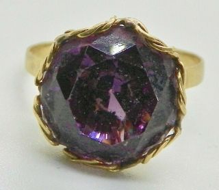 Antique 14k Yellow Gold Color Change Sapphire Cocktail Ring