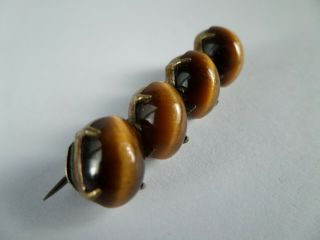 Lovely,  Small Antique Tiger ' s - Eye Quartz Gemstones,  Brooch/Tie Pin - Victorian. 4