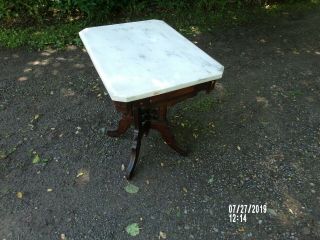 Victorian Walnut and Marble Top Parlor Table. 2