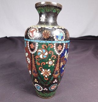 Japanese Meiji Period Cloisonne Vase C1900 Butterflies Flowers Antique Brass