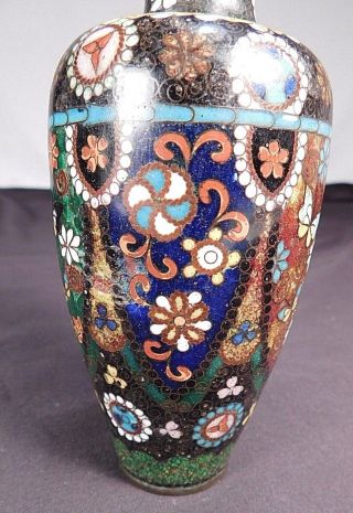 Japanese Meiji Period Cloisonne Vase c1900 Butterflies Flowers Antique Brass 3