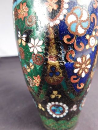 Japanese Meiji Period Cloisonne Vase c1900 Butterflies Flowers Antique Brass 4