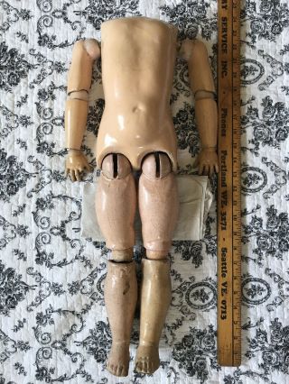 Xtra Large 22 " Antique German Composition Doll Body For German Bisque Head Tlc
