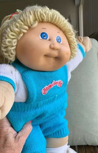 1978/1982 Vintage 18” Cabbage Patch Kids Girl Doll Dressed In Cpk Outfit Htf