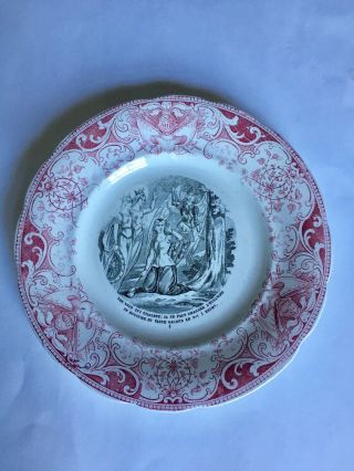 ANTIQUE 19`c French Depose TERRE DE FER Joan of Arc Collectable Porcelain PLATE 2