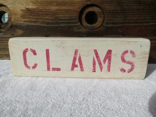 12 Inch Wood Hand Painted Clams Sign Nautical Seafood (s341)