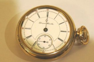 Antique 1896 Hampden No.  80 18s 17j Railroad Grade Pocket Watch 10k Gold Plated