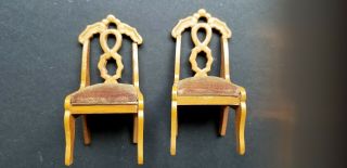 Antique Dollhouse Miniature Schneegas Embossed Side Chairs Velveteen U