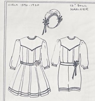 12 " Antique Boy Girl Doll@1890 - 1920 Box Pleat Yoke Dress/suit Hat Undies Pattern