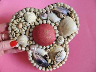Early 1900s Pincushion,  Rare Antique Seashell Pin Cushion,  Sewing Supplies
