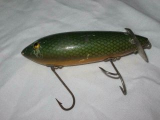 Vintage Fishing Lure Heddon Crab Wiggler 4 Inch Green