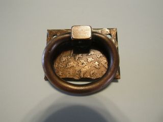 Vtg Copper Drop Ring Drawer / Cabinet Finger Pull Hammered Plated Finish Stanley