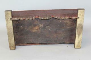 RARE PILGRIM 17TH C HUDSON VALLEY TRESTLE SHOE FOOT STORAGE CHEST OLD RED PAINT 11