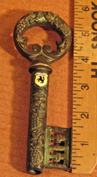 Antique Vintage Key Corkscrew Wine Bottle Opener 5 " Bronze / Brass,  Germany