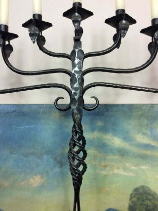 Mid century Arts and crafts wrought iron floor standing seven arm candelabra 3