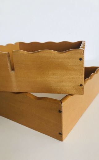 Vintage Small Mid Century Modern Wall Shelf Decor Geometric Wood MCM 8” Squares 5
