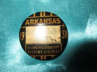 1938 Arkansas Non Resident Fishing License/ Badge