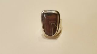 Antique Vintage Sterling Silver 925 Ring / Size 8,  Onyx