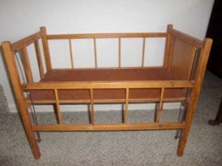 Unmarked Vintage 1950s Wooden Crib Bed For Up To 20 " Doll