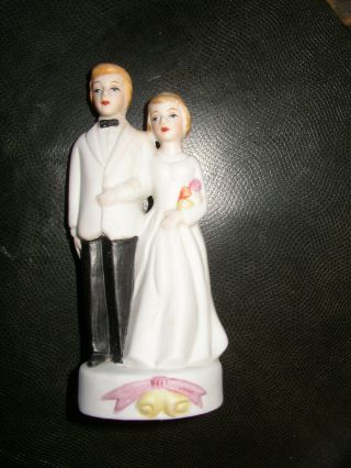 Vintage Ceramic Bisque Wedding Cake Topper Bride & Groom Japan