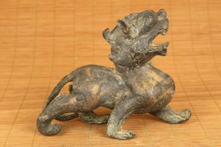 Big Chinese Old Bronze Hand Carved Dragon Statue Figure Collect Table Decoration
