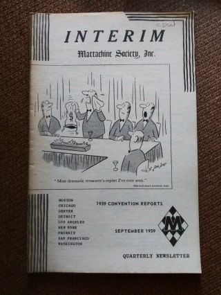 Vintage Interim Mattachine Society Inc Quarterly Newsletter Sept 1959